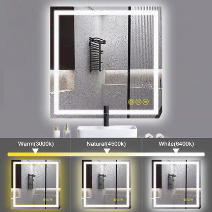 GlareGuard 36x36" Square Anti-Fog Dimmable Backlit LED Bathroom Vanity Mirror