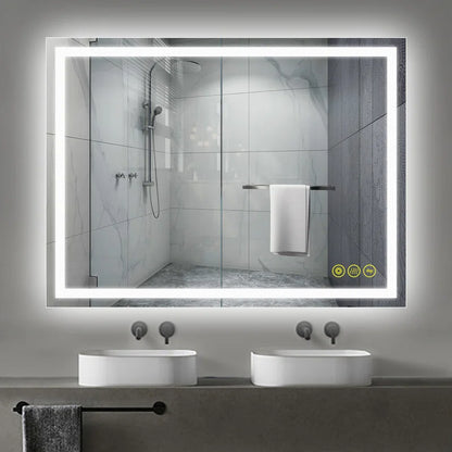 GlareGuard 36x48" Rectangular Anti-Fog Dimmable Backlit LED Bathroom Vanity Mirror