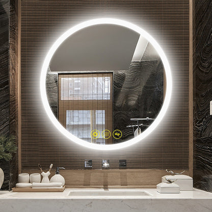 SmartReflect Modern 32" Round LED Dimmable Anti-Fog Frameless Bathroom Vanity Mirror