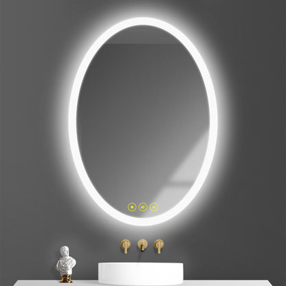 LuminaMirror Oval Frameless LED Anti-Fog Dimmable Bathroom Vanity Mirror