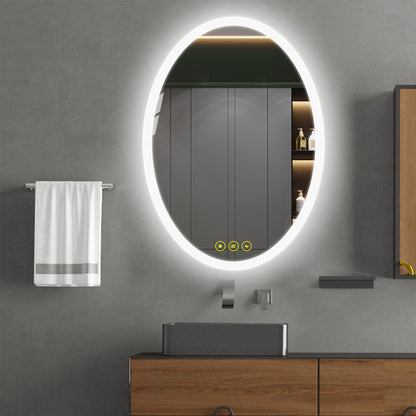 LuminaMirror 20x28" Oval Frameless LED Anti-Fog Dimmable Bathroom Vanity Mirror