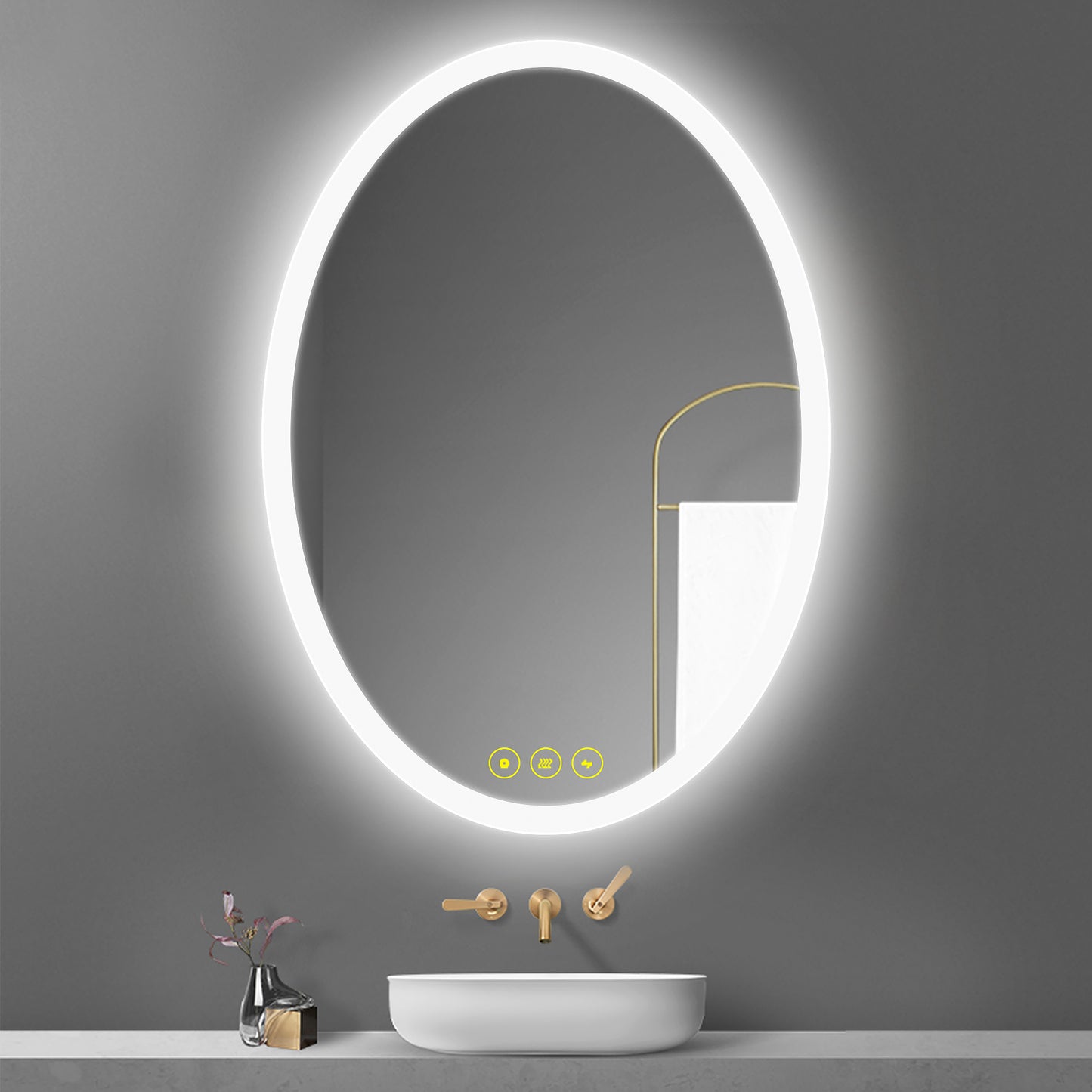 LuminaMirror Oval Frameless LED Anti-Fog Dimmable Bathroom Vanity Mirror