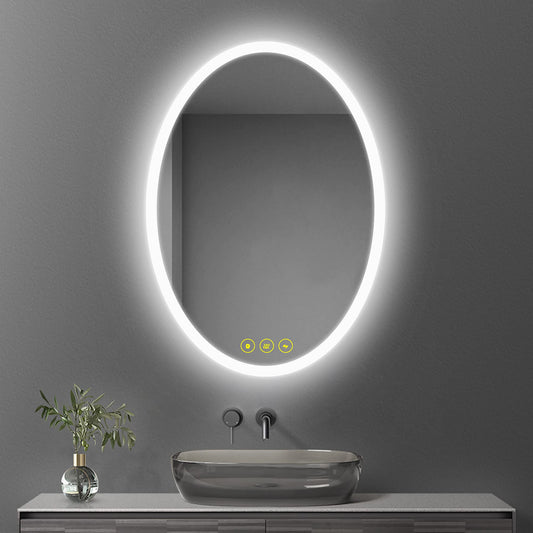 LuminaMirror 24x32" Oval Frameless LED Anti-Fog Dimmable Bathroom Vanity Mirror