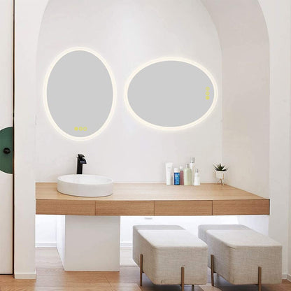 LuminaMirror 24x32" Oval Frameless LED Anti-Fog Dimmable Bathroom Vanity Mirror