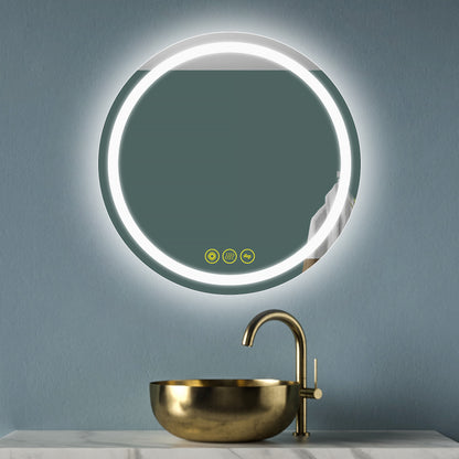 SmartShine Contemporary LED Dimmable Round Anti-Fog Backlit Bathroom Vanity Mirror