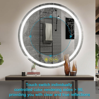 SmartShine Contemporary LED Dimmable 36" Round Anti-Fog Backlit Bathroom Vanity Mirror