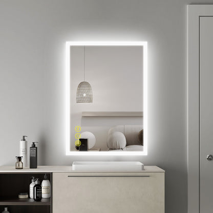 SmartGlow 20x28" Rectangular Dimmable LED Frameless Anti-Fog Bathroom Vanity Mirror