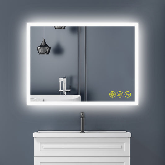 SmartGlow Dimmable LED Frameless Anti-Fog Bathroom Vanity Mirror