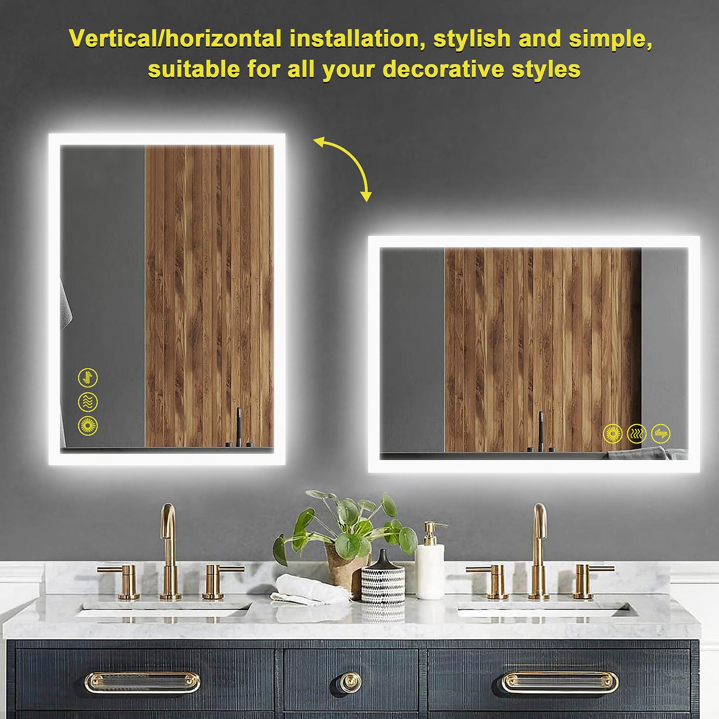 SmartGlow 20x28" Rectangular Dimmable LED Frameless Anti-Fog Bathroom Vanity Mirror