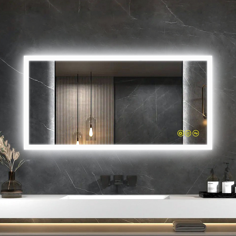 SmartGlow 24x48" Rectangular Dimmable LED Frameless Anti-Fog Bathroom Vanity Mirror