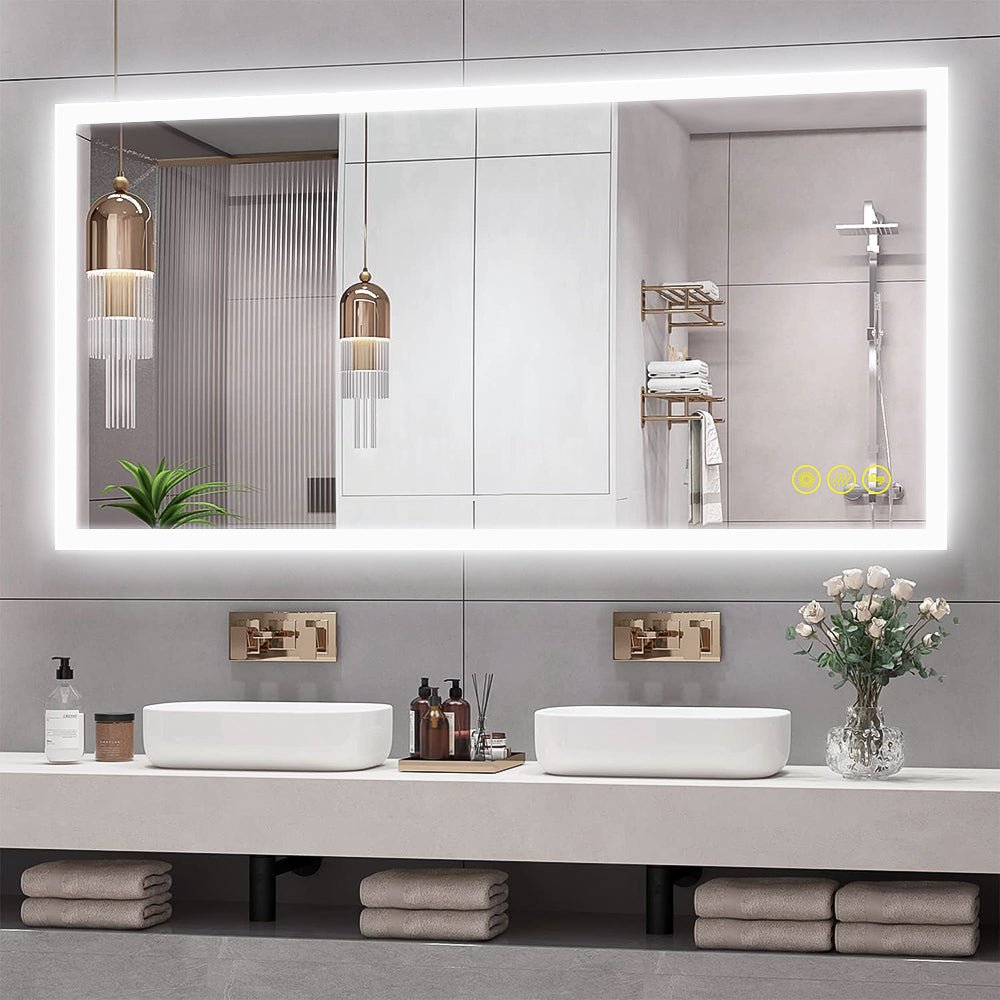 SmartGlow 24x48" Rectangular Dimmable LED Frameless Anti-Fog Bathroom Vanity Mirror