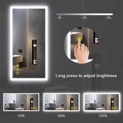 SmartGlow 24x48" Rectangular Dimmable LED Frameless Anti-Fog Bathroom Vanity Mirror