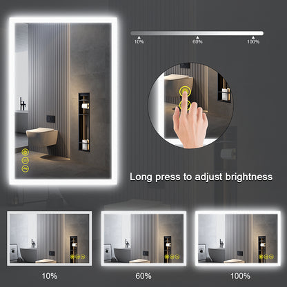 SmartGlow 36x55" Rectangular Dimmable LED Frameless Anti-Fog Bathroom Vanity Mirror