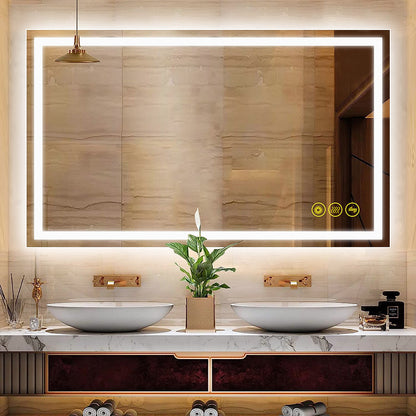 GlareGuard Rectangular Anti-Fog Dimmable Backlit LED Bathroom Vanity Mirror