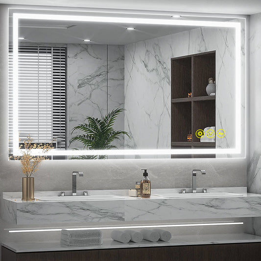 GlareGuard 36x55" Rectangular Anti-Fog Dimmable Backlit LED Bathroom Vanity Mirror