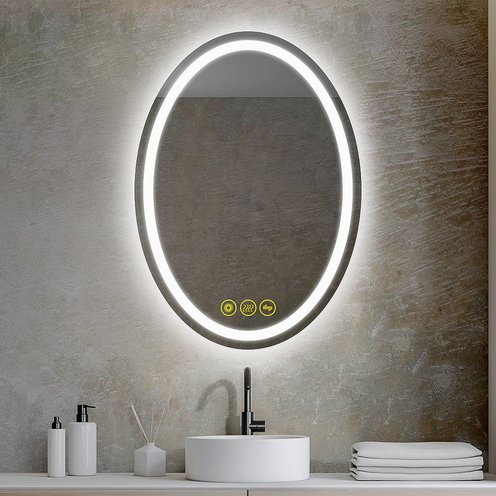 SmartReflex 20x28" Oval Frameless Backlit LED Anti-Fog Dimmable Bathroom Vanity Mirror