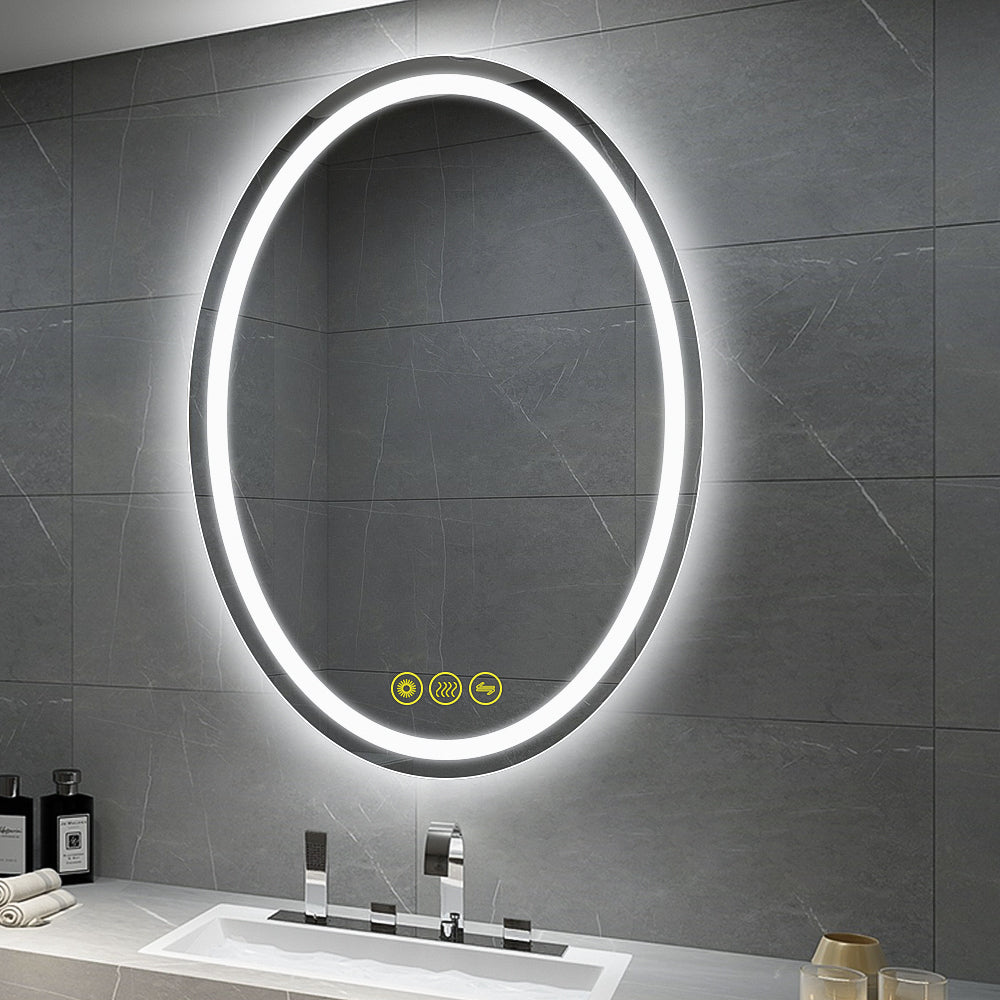 SmartReflex 20x28" Oval Frameless Backlit LED Anti-Fog Dimmable Bathroom Vanity Mirror