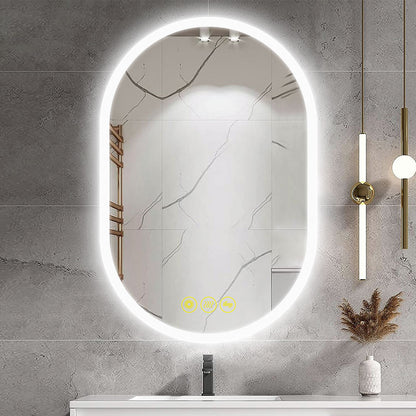 BrightView 24x36" Oval Frameless LED Anti-Fog Dimmable Bathroom Vanity Mirror