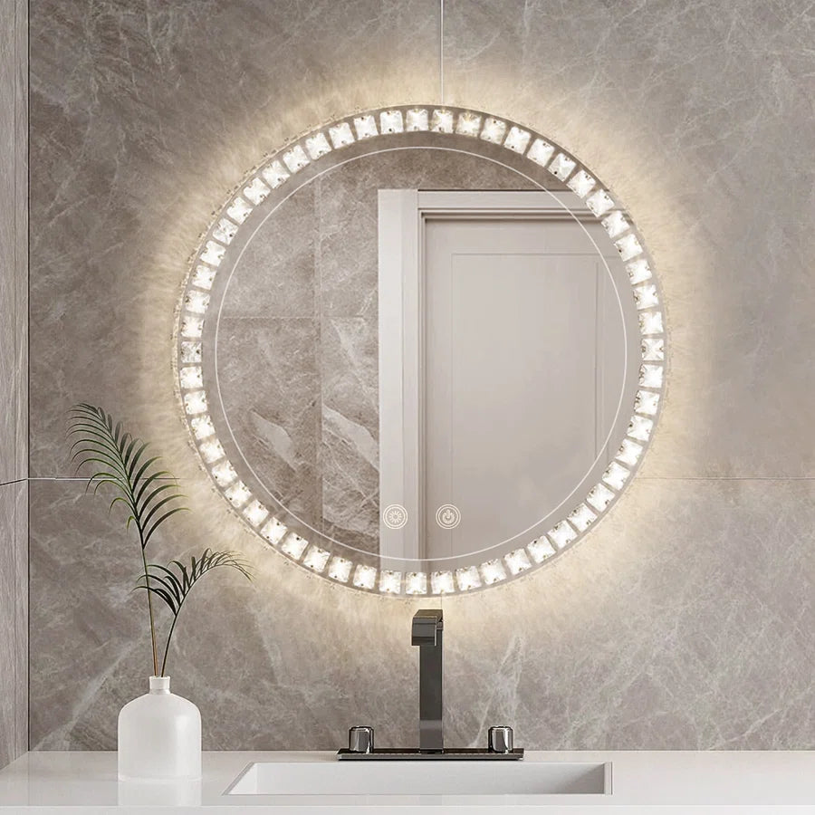 Sparkle Vision LED Dimmable Round Anti-Fog Backlit Bathroom Vanity Mirror