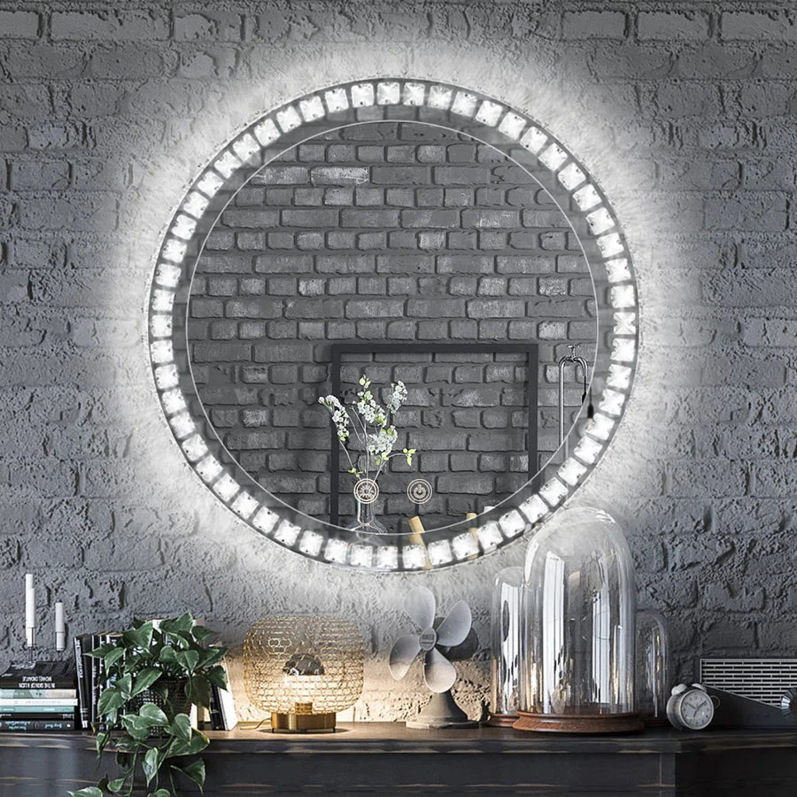 Sparkle Vision LED Dimmable Round Anti-Fog Backlit Bathroom Vanity Mirror