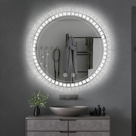 Sparkle Vision LED Dimmable Round Anti-Fog Backlit Bathroom Vanity Mirror