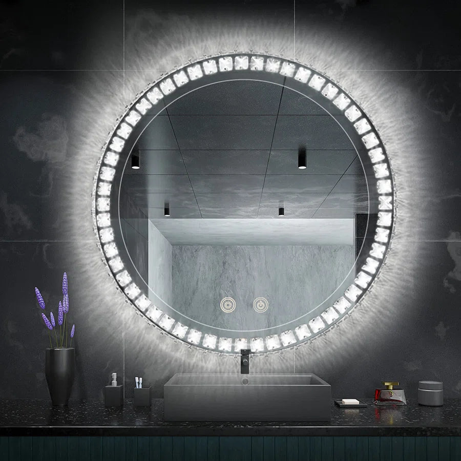 Sparkle Vision LED Dimmable 36" Round Anti-Fog Backlit Bathroom Vanity Mirror