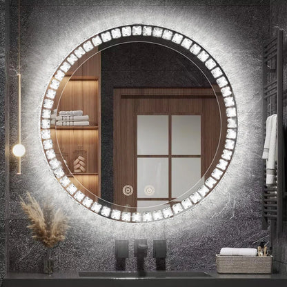 Sparkle Vision LED Dimmable Round Anti-Fog Backlit Bathroom Vanity Mirror