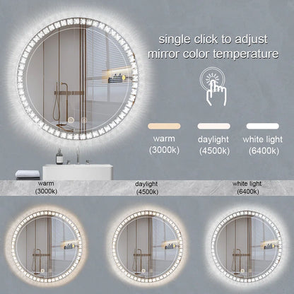 Sparkle Vision LED Dimmable 36" Round Anti-Fog Backlit Bathroom Vanity Mirror