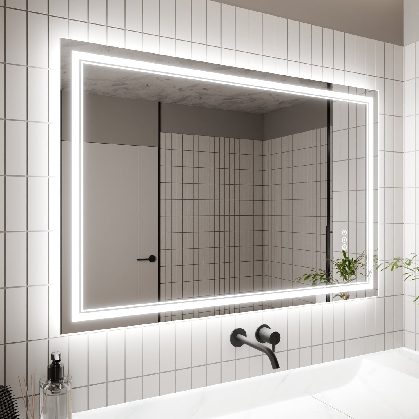 GlareGuard Rectangular Anti-Fog Dimmable Backlit LED Bathroom Vanity Mirror