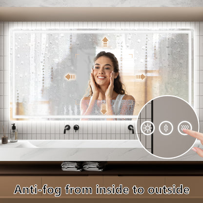 GlareGuard 40x84" Rectangular Anti-Fog Dimmable Backlit LED Bathroom Vanity Mirror