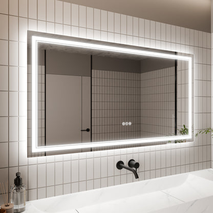 GlareGuard Rectangular Anti-Fog Dimmable Backlit LED Bathroom Vanity Mirror