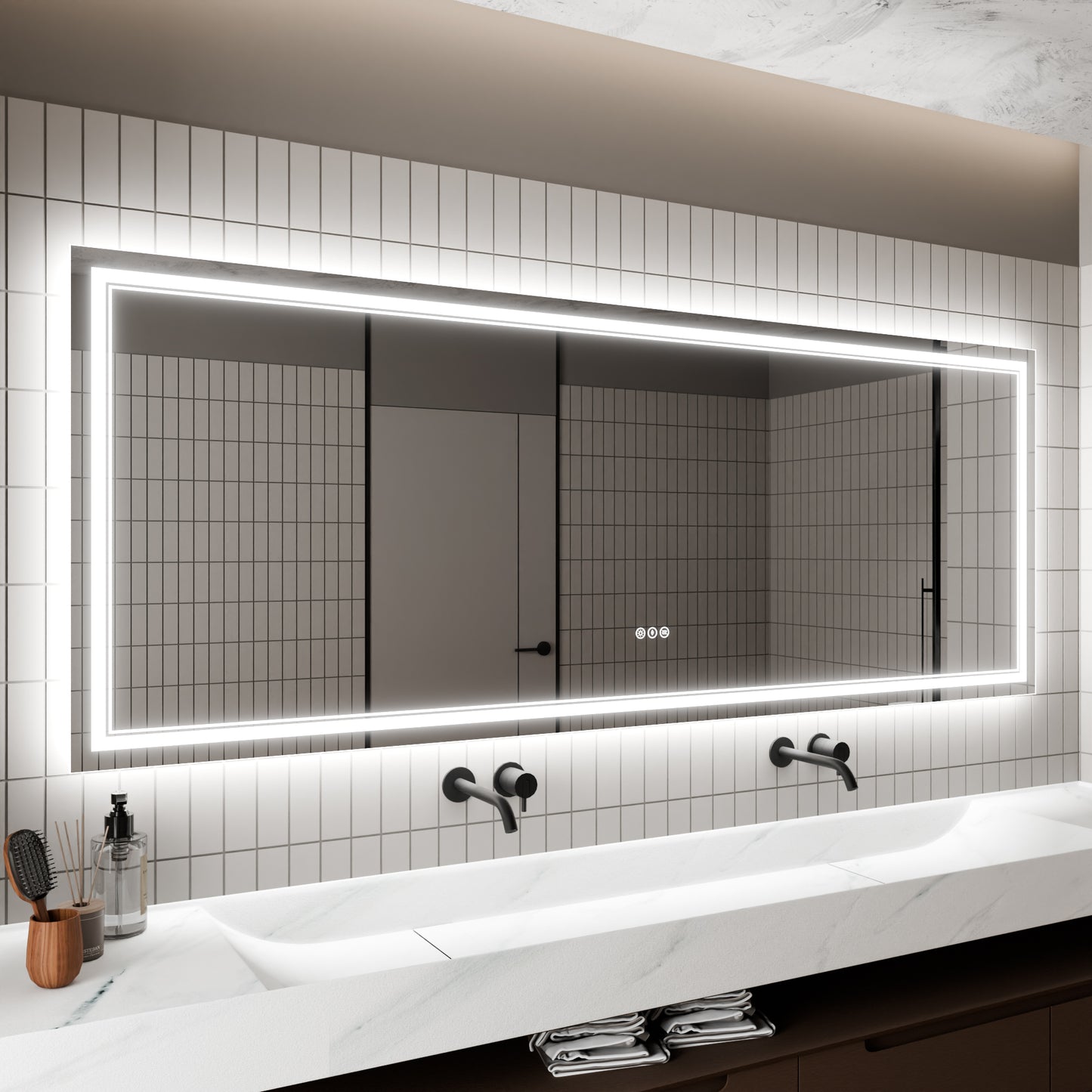 GlareGuard Rectangular Anti-Fog Dimmable Backlit LED Bathroom Vanity Mirror