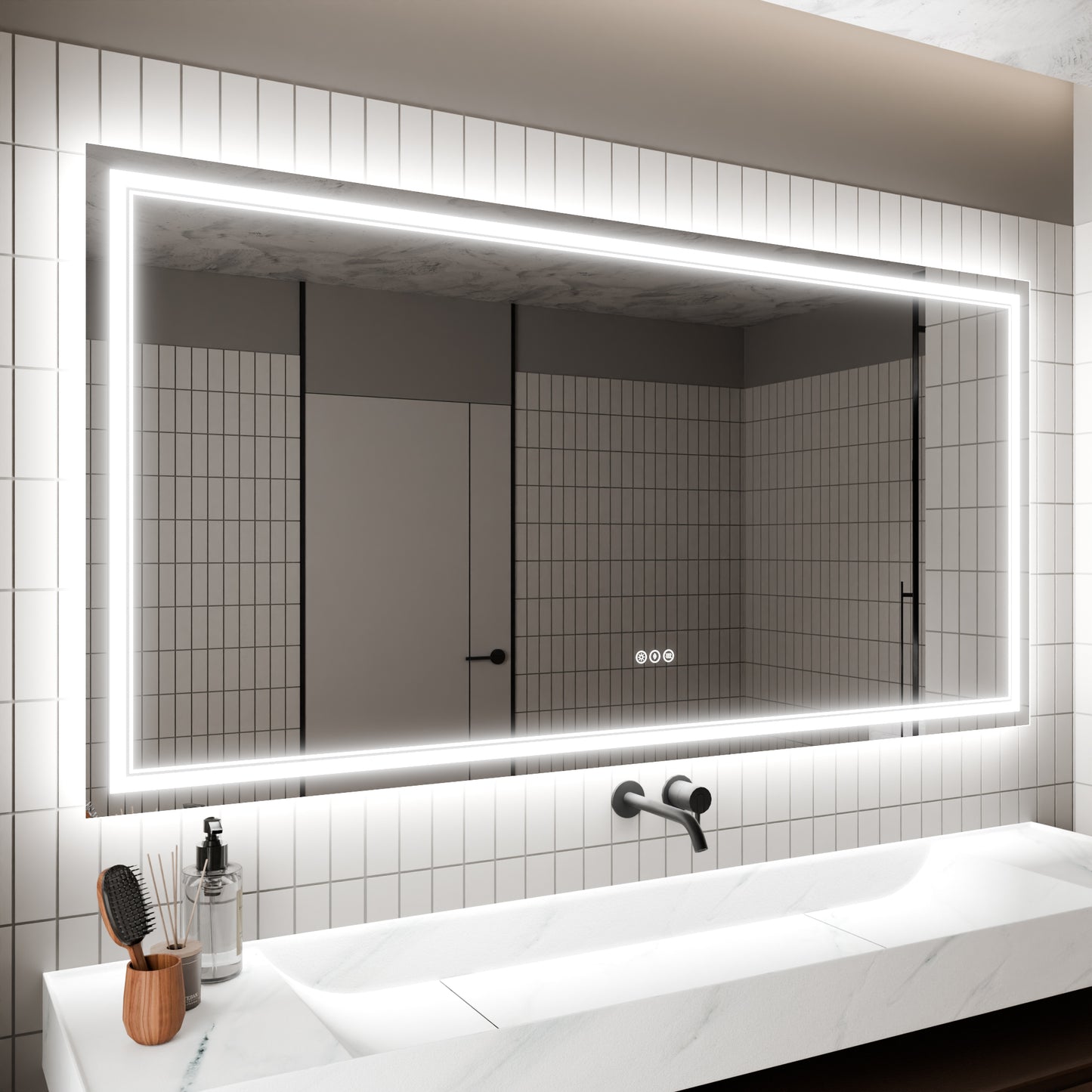 GlareGuard Rectangular Anti-Fog Dimmable Backlit LED Bathroom Vanity Mirror