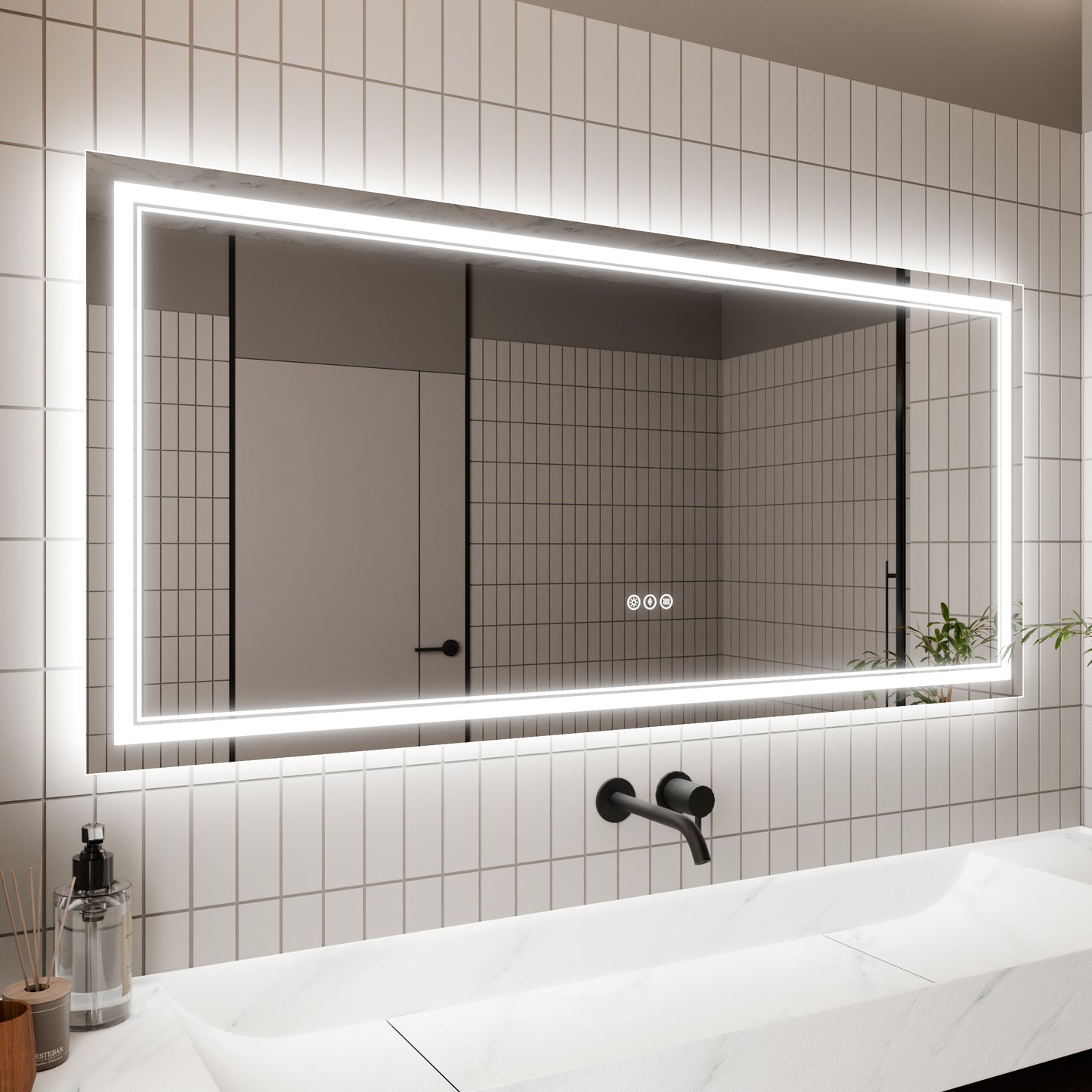 GlareGuard Rectangular Anti-Fog Dimmable Backlit LED Bathroom Vanity Mirror