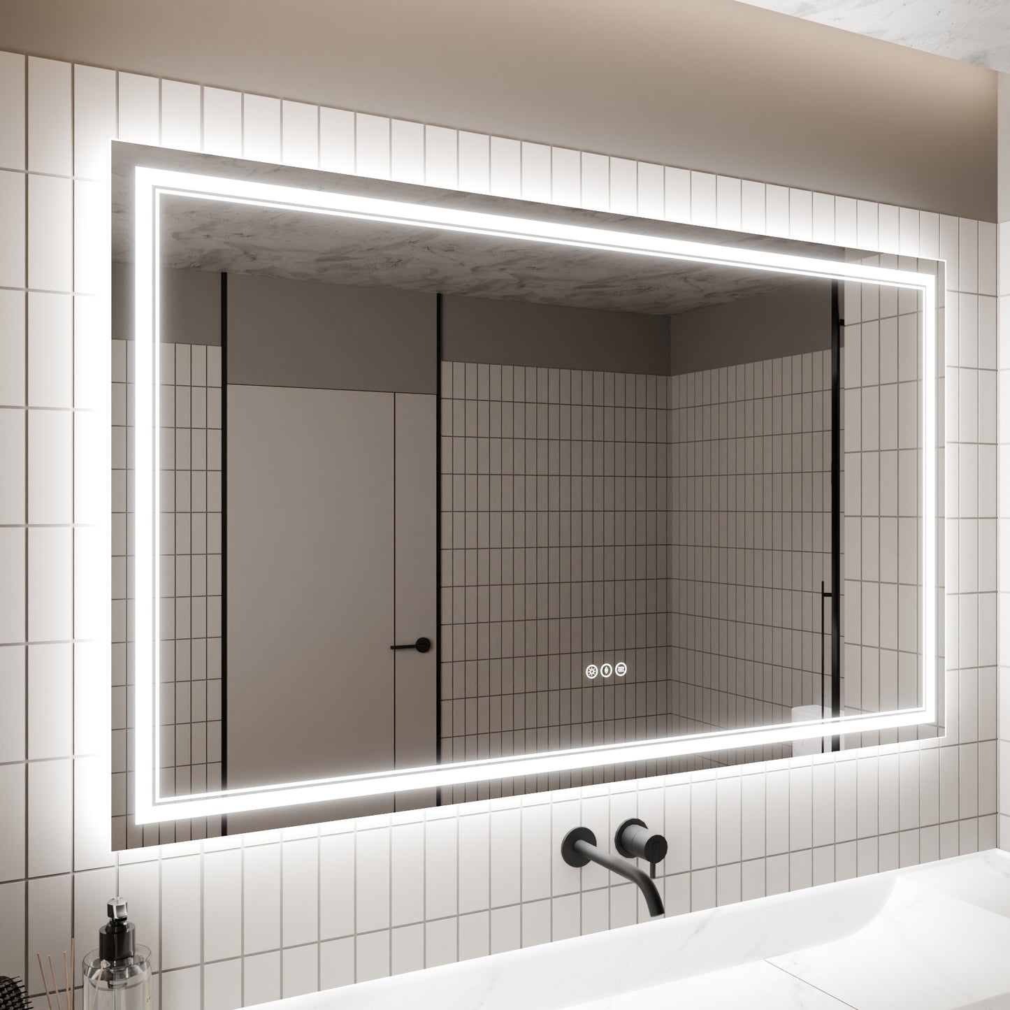 GlareGuard 36x60" Rectangular Anti-Fog Dimmable Backlit LED Bathroom Vanity Mirror