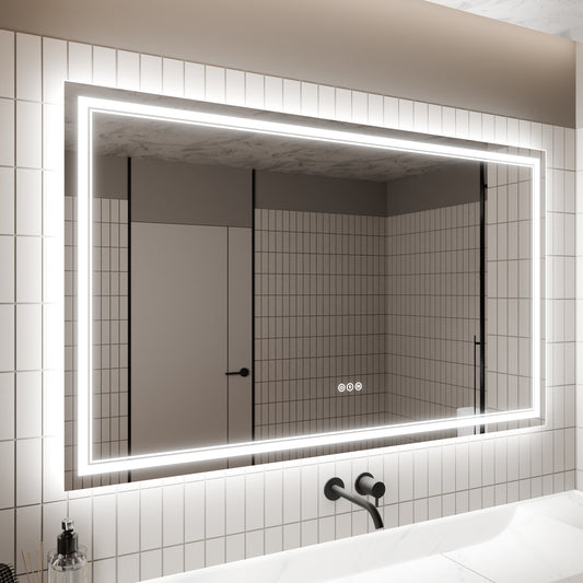 GlareGuard 36x60" Rectangular Anti-Fog Dimmable Backlit LED Bathroom Vanity Mirror