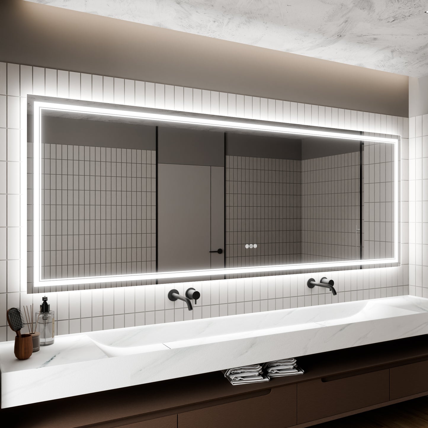 GlareGuard 36x96" Rectangular Anti-Fog Dimmable Backlit LED Bathroom Vanity Mirror