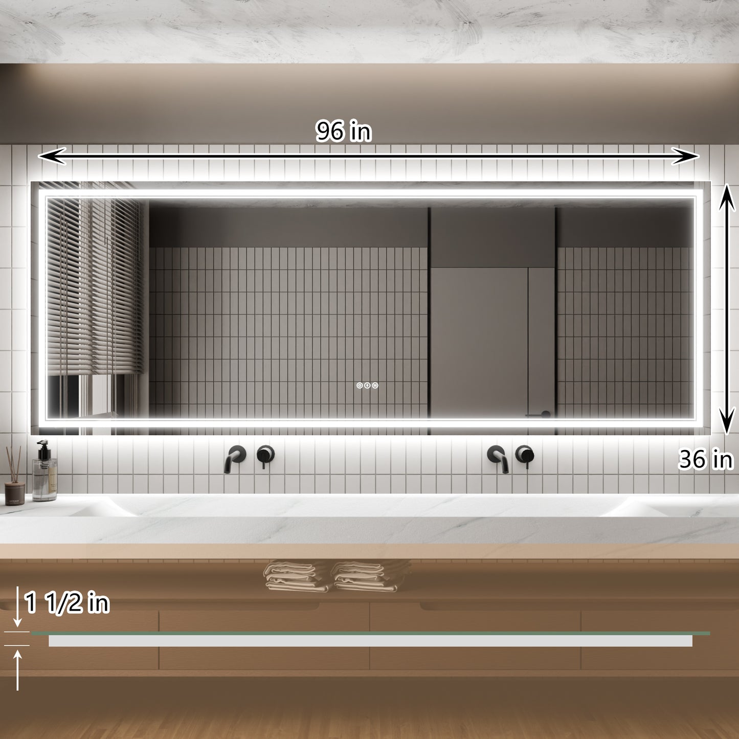 GlareGuard Rectangular Anti-Fog Dimmable Backlit LED Bathroom Vanity Mirror