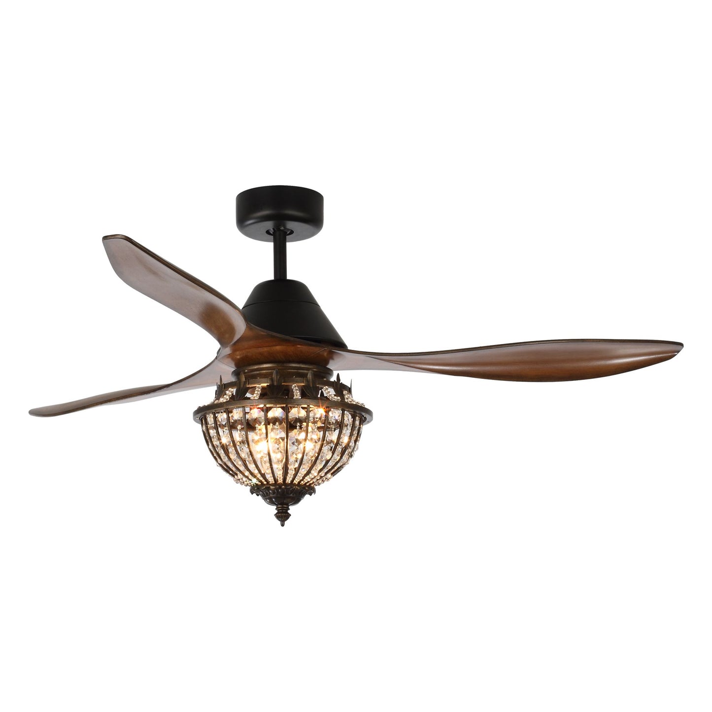 BreezeLite Rustic 52" 3-Blade 3-Light Crystal Ceiling Fan