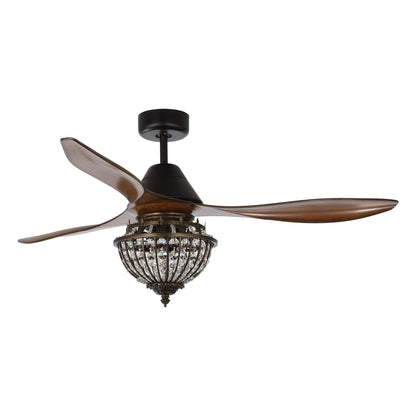 BreezeLite Rustic 52" 3-Blade 3-Light Crystal Ceiling Fan