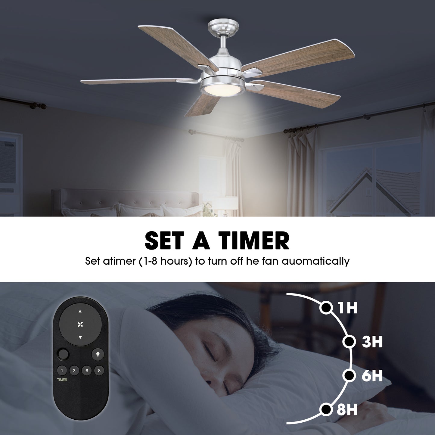 BreezeLite 52" Modern Chrome 3000K LED Reversible Ceiling Fan