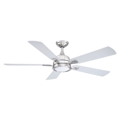 BreezeLite 52" Modern Chrome 3000K LED Reversible Ceiling Fan