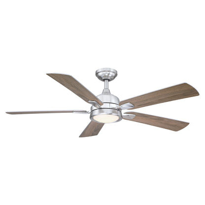 BreezeLite 52" Modern Chrome 3000K LED Reversible Ceiling Fan