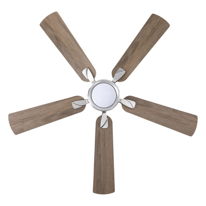 BreezeLite 52" Modern Chrome 3000K LED Reversible Ceiling Fan