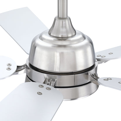 BreezeLite 52" Modern Chrome 3000K LED Reversible Ceiling Fan