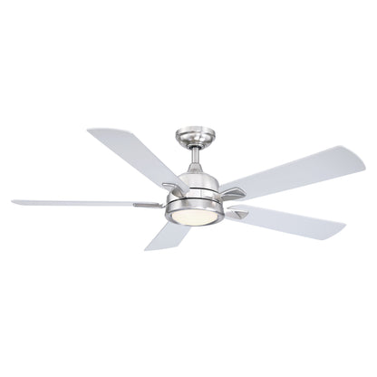 BreezeLite 52" Modern Chrome 3000K LED Reversible Ceiling Fan