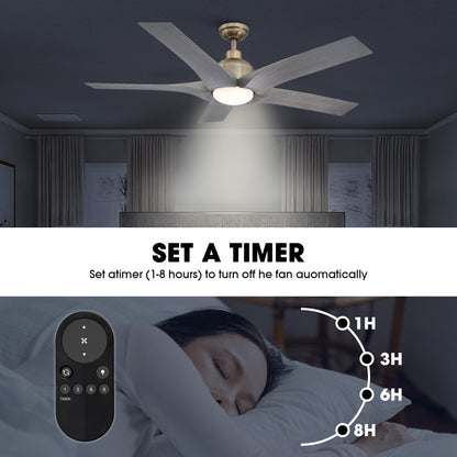 BreezeLite 56" Modern Farmhouse Brushed Bronze LED Ceiling Fan