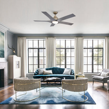 BreezeLite 56" Modern Farmhouse Brushed Bronze LED Ceiling Fan