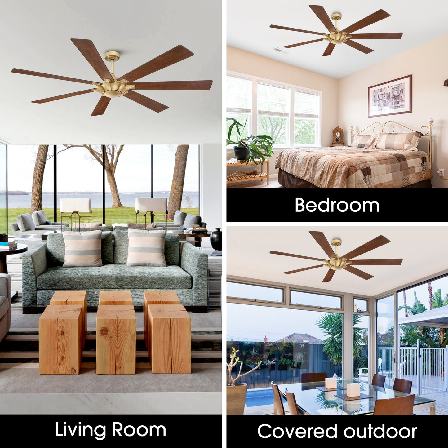 BreezeLite Modern Gold 72" Reversible 7-Blade Ceiling Fan