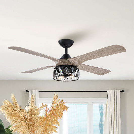 BreezeLite 52" Modern Crystal Reversible 2-Light Ceiling Fan